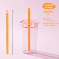 Tropical orange 450ml Tritan straw tumbler with matching lid and cleaning brush set - 450ml / Tropical Orange