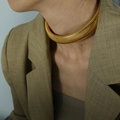 Exaggerated 20mm golden ribbed metal choker necklace with vintage texture and stretch fit - XL27 Gold 2cm Width (34+5cm)