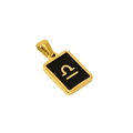 Collar de signo zodiacal Libra de acero inoxidable dorado 18k con esmalte negro - Libra - Colgante Único