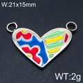 Colorful enamel heart pendant in stainless steel for DIY jewelry making 21x15mm - Abstract Colorful Enamel Fill (KLJ6419-Z)