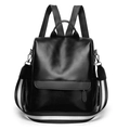 Zaino chic in pelle PU nera lucida con spallacci a righe bianche e nere sportive - Nero