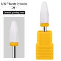 Ceramic torch cylinder nail drill bit XF extra fine with 3/32 inch yellow shank base - HF-11 Torch Cylinder Ceramic Drill Bit (XF Extra Fine)