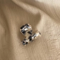 Classic tortoiseshell acetate hair claw clip with white Barrette La France text - Light Tortoiseshell