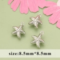 Delicate 8.5mm silver starfish charm for DIY jewelry making with polished finish - Silver Starfish