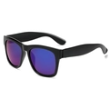 Gafas de sol clásicas con montura negra cuadrada y lentes de espejo degradados morados - Negro Brillante / Azul