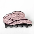 Elegante pinza per capelli nera con pannello a pois rosa per acconciature femminili - Rosa a Pois