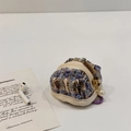 Custodia in tweed a quadri per auricolari Bluetooth con ciondolo a perla per AirPods - Viola