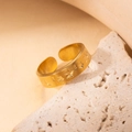 Adjustable golden titanium steel open ring with celestial star and moon patterns - Star Moon Pattern/BJGR0143