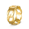 Gouden herenring van 9mm met een lasergesneden Cubaanse ketting in punkstijl - US 7 / Goud
