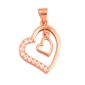 DIY rose gold heart pendant with micro-pave crystals on white background - Double Heart / Rose Gold