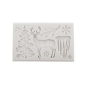 White Christmas silicone mold featuring reindeer, snowflake, and tree shapes for baking - Style 1 / Gray