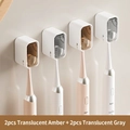 Wall-mounted electric toothbrush holder set with 4 slots in amber and smoke grey finish - Amber*2 + Gray*2 Mix