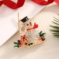 Sparkling snowman brooch with crystals and gold-tone alloy for Christmas outfits - BR0063-Diamond Snowman