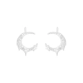 Elegant 925 sterling silver moon and star stud earrings with sparkling cubic zirconia - 925 Silver / Silver