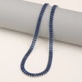 18K gold plated stainless steel necklace with dark blue rectangular crystal variant - Steel-Blue Necklace