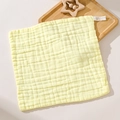 Soft light yellow 6-layer muslin cotton baby square towel with crinkle texture - Yellow