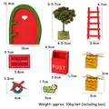 Set miniatura per casa delle bambole di Natale con porta rossa e cassetta delle lettere - Set natalizio da 9 pezzi
