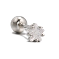 Silver screw back ear stud featuring a clear star-shaped cubic zirconia gemstone - Silver Star