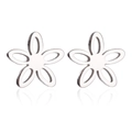 Détail des boucles d'oreilles fleur évidée à cinq pétales en acier inoxydable poli - 154 Fleur - Couleur Acier