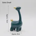 Adorno moderno de ciervo de cerámica azul petróleo con detalles dorados y estilo - Extra pequeño / Verde Oscuro