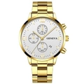 Orologio Geneva dorato da uomo con quadrante bianco e cinturino in acciaio - Cinturino Oro Quadrante Bianco (4)