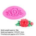 Pink silicone rose flower mold for cake decoration and DIY resin crafts 7.5cm - Style 1-Large Oval Rose / Pink