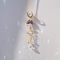 Golden tree of life crystal suncatcher with moon and star prisms for garden window decor - Amethyst Tree of Life