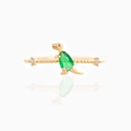 18K gold plated dinosaur ring with green zircon stone and sparkling side gems - US 7 / Gold Dinosaur (Green Gem)