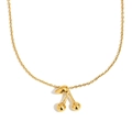 18K gold-plated stainless steel necklace featuring a 3D cherry pendant on a fine link chain - Small Cherry Necklace / Gold