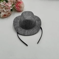 Mini grey felt cowboy hat headband for parties and costume events accessories - Denim / Gray