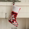 Red buffalo plaid Christmas stocking with snowflake embroidery and plush white cuff - Red Black Buffalo Plaid Snowflake / 29*48cm