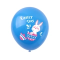 Close-up of blue latex balloon with Easter Day print and cute cartoon bunny egg pattern - Blue