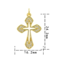 Gold-plated copper cross pendant with cubic zirconia inlay and 24.2x16.2mm size guide - Gold White Zirconia-Cross 1432
