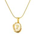 Collier en acier inoxydable plaqué or 18 carats avec pendentif lettre P en nacre - Lettre P (S-P035-P)