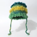 Cappello da pescatore a righe in finta pelliccia con lacci intrecciati e paraorecchie - Taglia unica / Verde