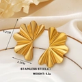 Elegante goldene Ohrstecker aus Edelstahl in Blattform, Größe 3,2 cm x 2,2 cm - Blatt/Muschel-Stil (金色耳环1447) / Gold