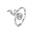Adjustable silver open toe ring with spiral pattern and auspicious cloud design - Style 1 / Silver