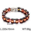 Herren Armband aus gebürstetem Edelstahl im Fahrradketten-Design in Schwarz, Rot, Gold - Schwarz/Rot/Gold (KB76985-BD)