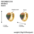 Orecchini a cuore placcati oro 18k in acciaio inossidabile con zirconi cubici colorati - Piccolo / Colorato (Piccolo)