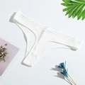 White ribbed low-waist thong underwear made of breathable cotton for women's comfort - White
