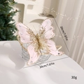 Farfalla decorativa in tessuto rosa con paillettes dorate per albero di Natale - 20cm / Rosa Chiaro