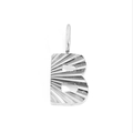 Polished silver stainless steel letter B pendant with sunburst textured engraving - Letter B / Steel Color