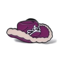 Cute purple hat enamel brooch with white crown pattern and pink fuzzy trim - Purple Crown Hat