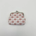 Mini white coin purse with bear and strawberry prints and vintage gold clasp closure - 3013-5#happybear
