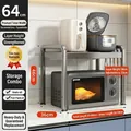 Expandable gun metal kitchen shelf for microwave oven with height adjustable frame - Basic Telescopic 64cm (Adjustable Height) / Gunmetal