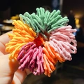 Elastic flower hair tie woven with green, pink, orange, burgundy, and yellow cords - 1# Bamboo Texture Rainbow Colors Approx 100Pcs