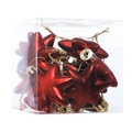 Set of 12 red electroplated star Christmas tree ornaments in a transparent gift box - Burgundy