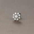 Silver flower stud earring with central cubic zirconia and surround stones set in steel - Full Zirconia Flower / Silver