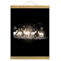 Quadro di Natale luminoso DIY con renne bianche su tela nera e cornice in legno - Stile silhouette di renna luminosa (GHTS240803)