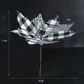 Black and white plaid Christmas artificial flower with silver glitter edges, 21cm wide - X1-22 Black and White Plaid / White/Black/Silver